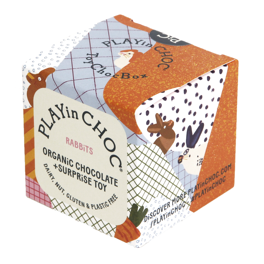 Playin Choc 5-Pack Organic Dairy Free Bunny Rabbit ToyChoc Box