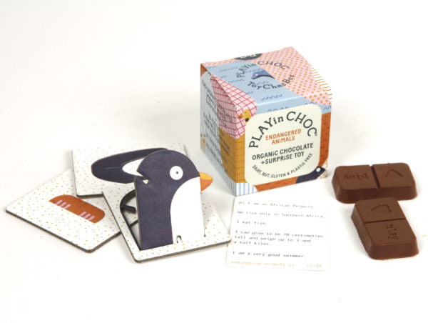 Playin Choc 5-Pack Organic Dairy Free Endangered Animals ToyChoc Box