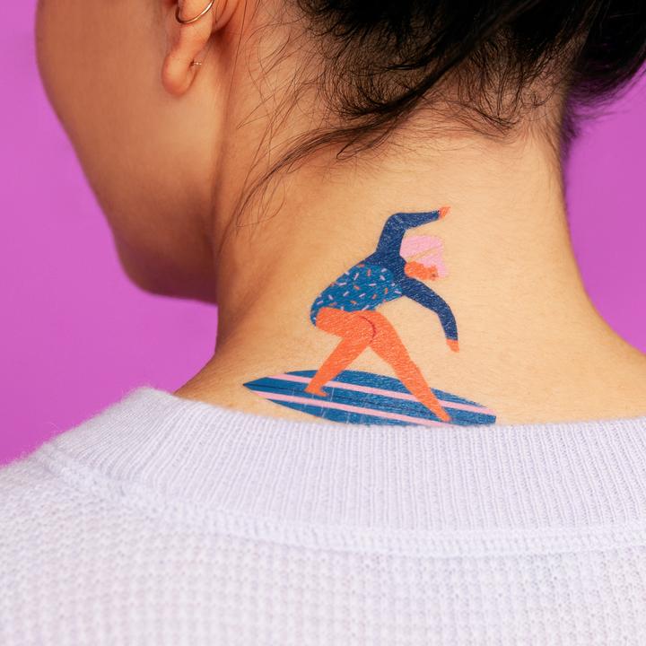 Tattly 2-Pack Surfer Girl Tattoo