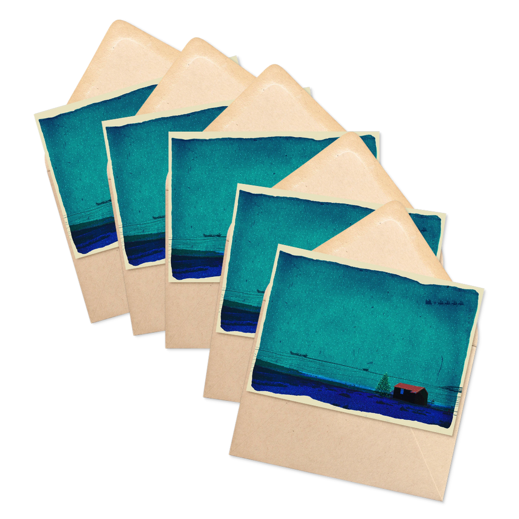 5-Pack Marsha By The Sea Red Hut Christmas Card