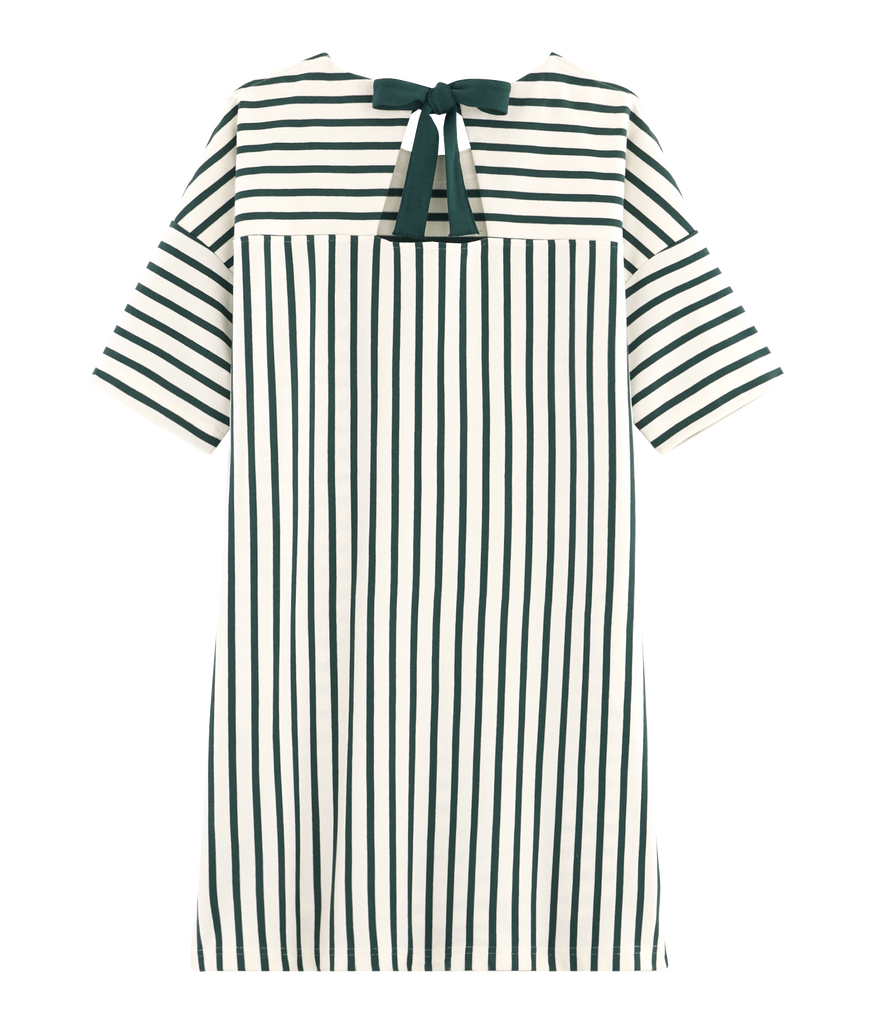 Petit Bateau Women’s Stripe Heavy Jersey Dress with Bow