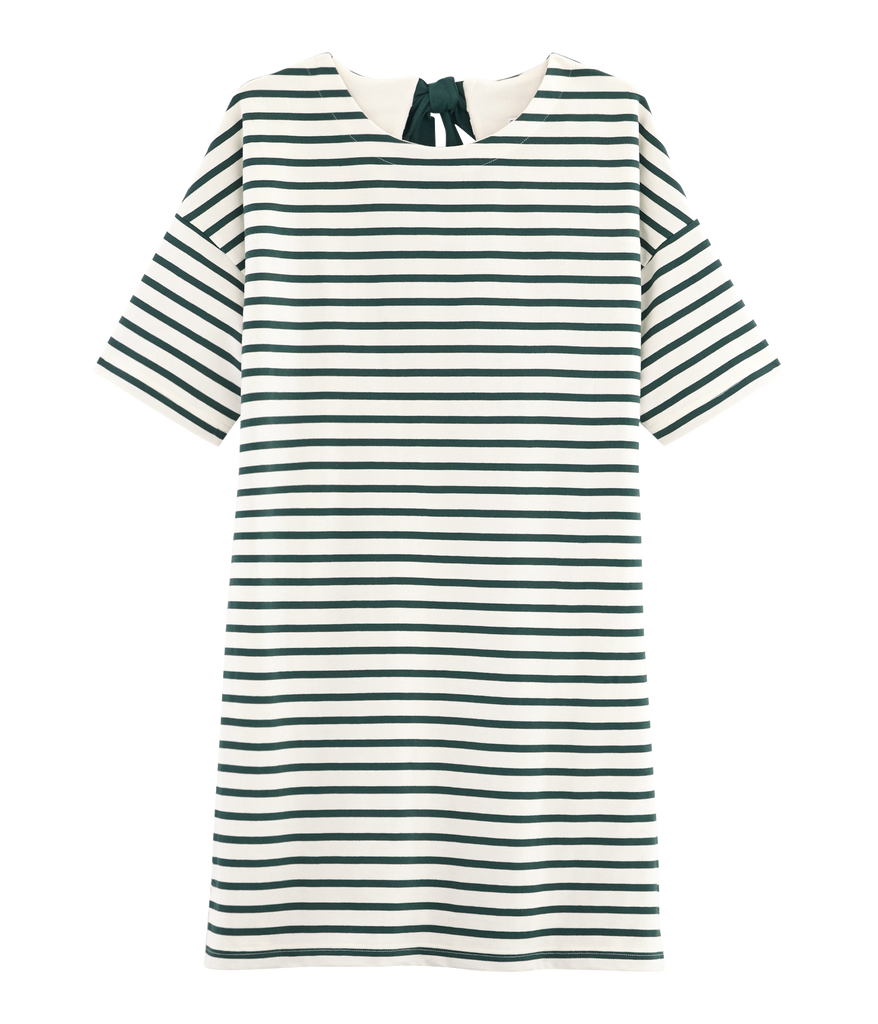 Petit Bateau Women’s Stripe Heavy Jersey Dress with Bow