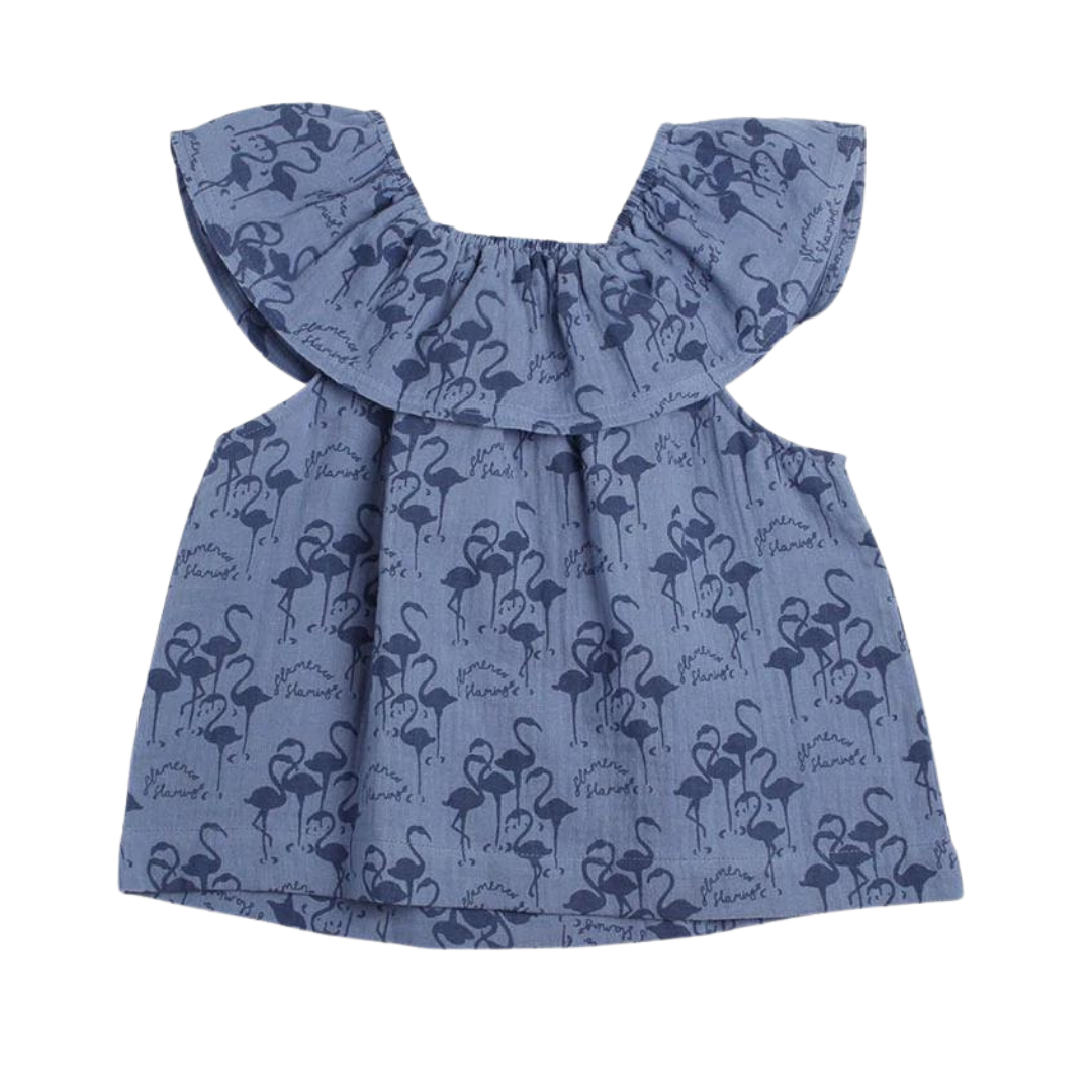 Wynken Kids Blue Flamingo Flamenco Top
