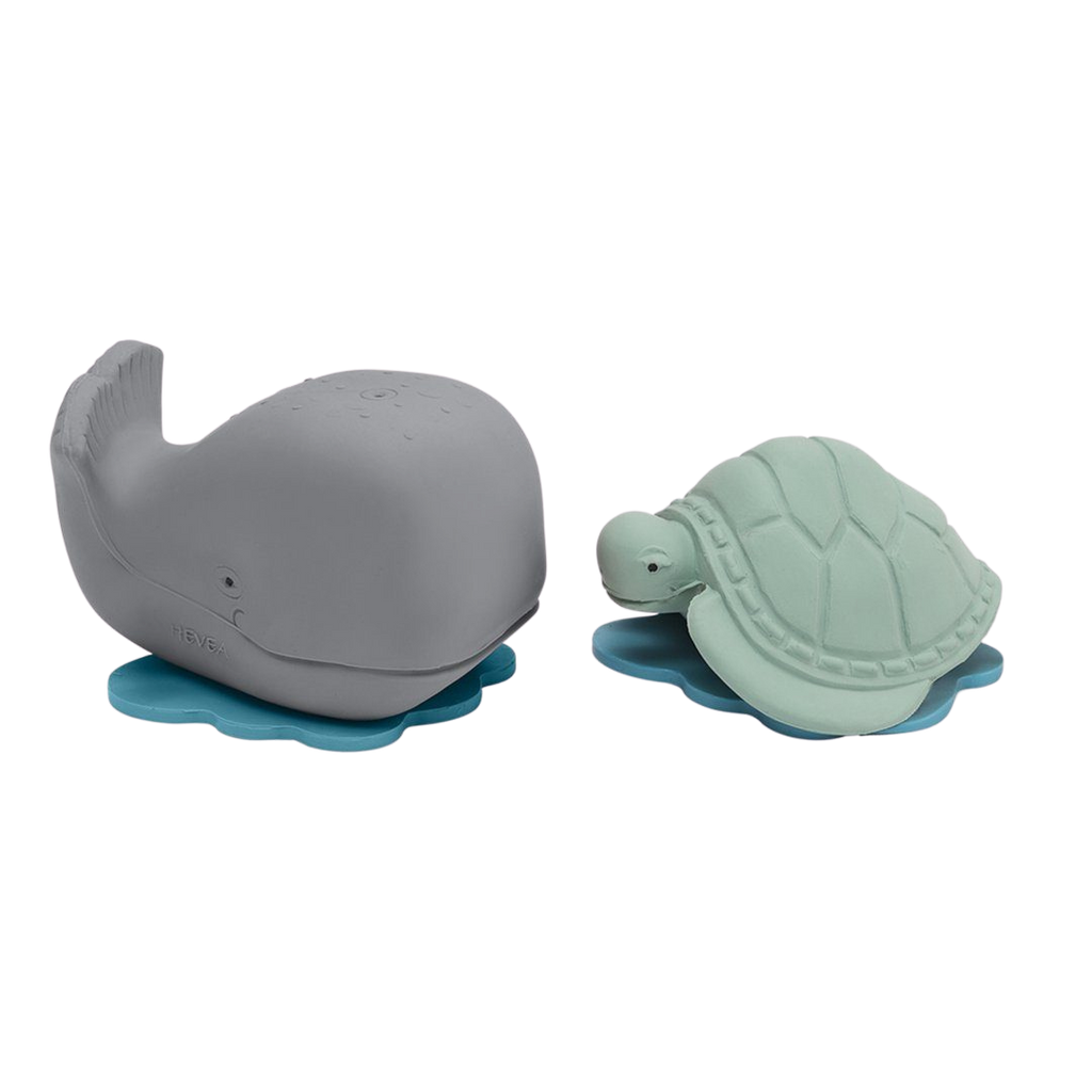 Hevea Ingolf The Whale & Dagmar The Turtle Natural Rubber Bath Toy Set