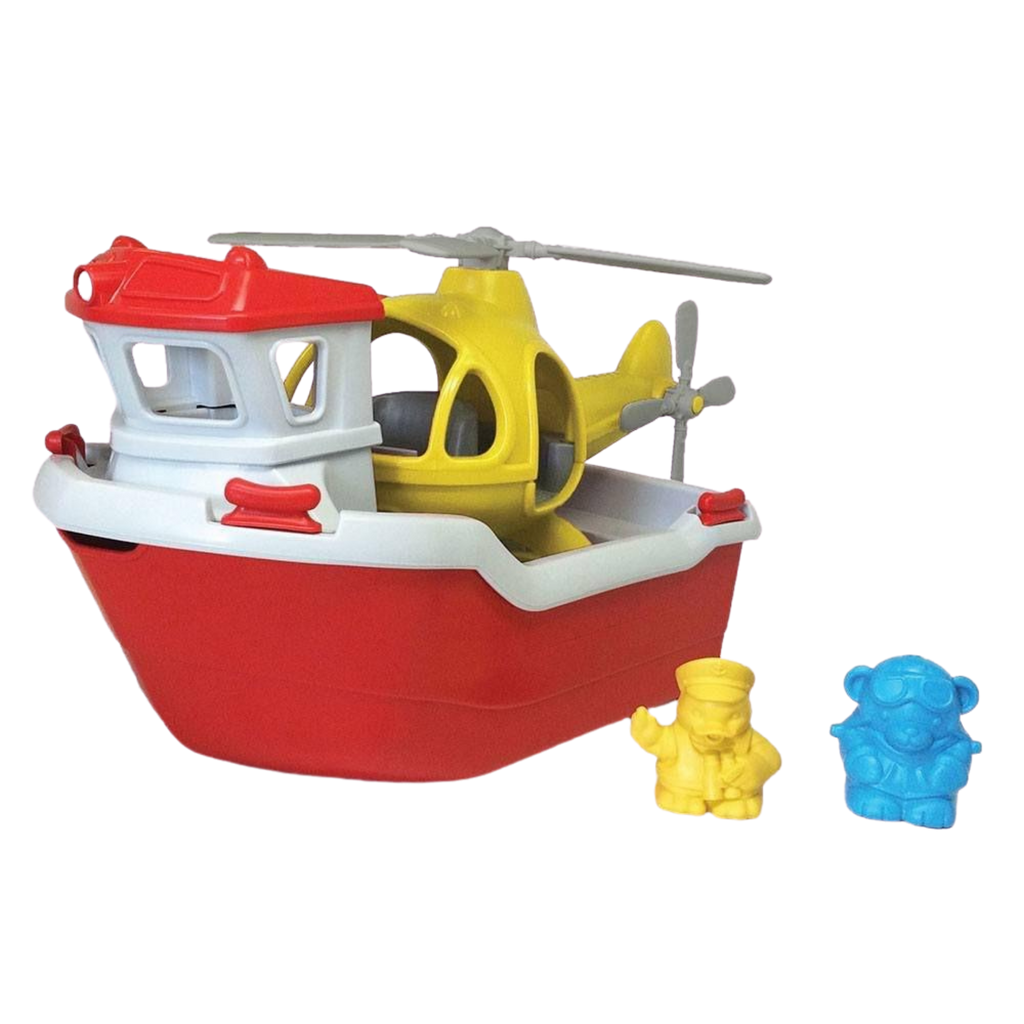 Green Toys Recycled Plastic Rescue Boat With Helicopter