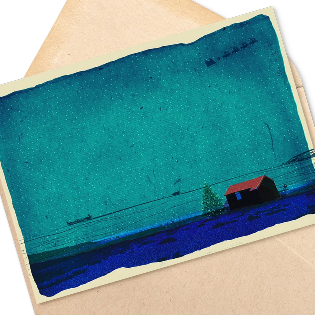 Marsha By The Sea Red Hut Christmas Card