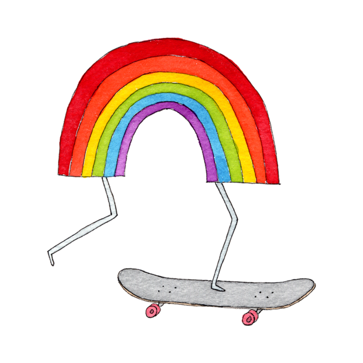 Tattly 2-Pack Rainbow Skateboard Tattoo
